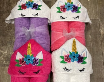 Unicorn Hooded Towel/ Unicorn Costume/ Magical Unicorn Towel/ Unicorn Birthday/ Unicorn Party/ Rainbow Unicorn/ Pink Unicorn/ Purple Unicorn