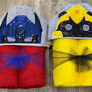 Transforming Robot Hooded Towel/ Prime Robot Hooded Towel/ Robot Leader Hooded Towel/ Blue Robot Hooded Towel/ Prime Birthday/ Beach Towel