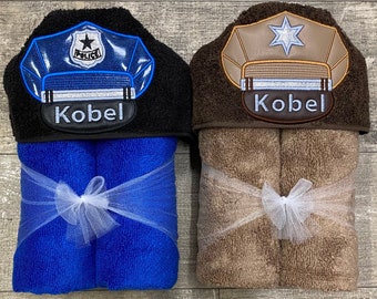 Police Officer Hooded Towel/ Police Officer Gifts/ Baby Girl Police/ Police Baby Gift/ Police Baby Girl/ Police Baby Shower/ Police Birthday