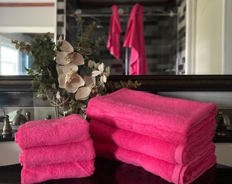 Hot Pink Bath Towel, Hot Pink Bath Towel Set, Cotton Bath Towels, Hot Pink Towel, Hot Pink Towel Sets,Monogrammed Towels, Towel Set for Kids