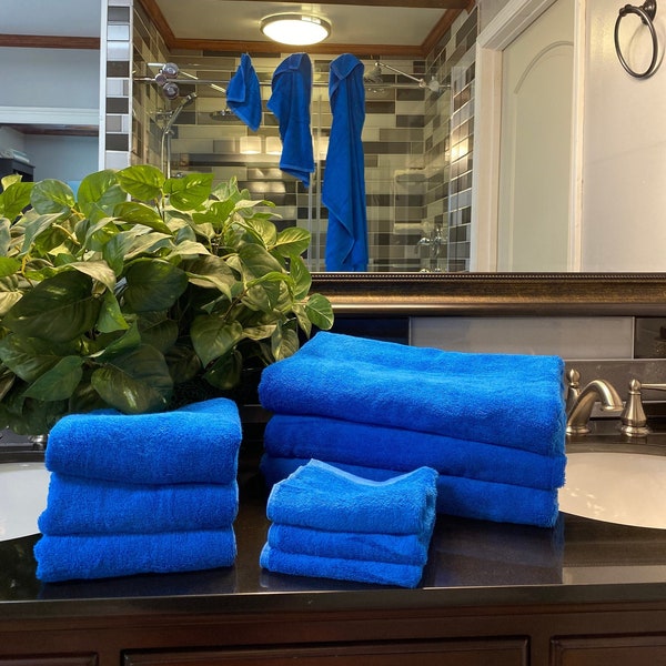 Royal Blue Bath Towel, Royal Blue Bath Towel Set, Cotton Bath Towels, Blue Towel, Blue Towel Sets, Monogrammed Towels, Towel Set for Kids