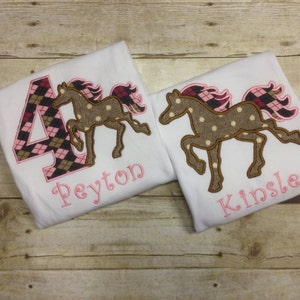 Personalized Girls Horse Shirt/ Horse Birthday Shirt/ Pony Shirt/ Monogrammed Pony Birthday Shirt image 1