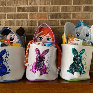 Easter Basket Personalized/ Easter Tote Bag/ Easter Bag Personalized/ Easter Bunny Basket Personalized/ Boy or Girl/ Fast Shipping