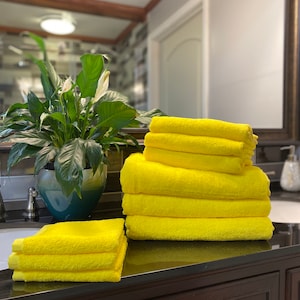 Yellow Bath Towel, Yellow Bath Towel Set, Cotton Bath Towels, Yellow Towel, Yellow Towel Sets, Monogrammed Towels, Towel Set for Kids