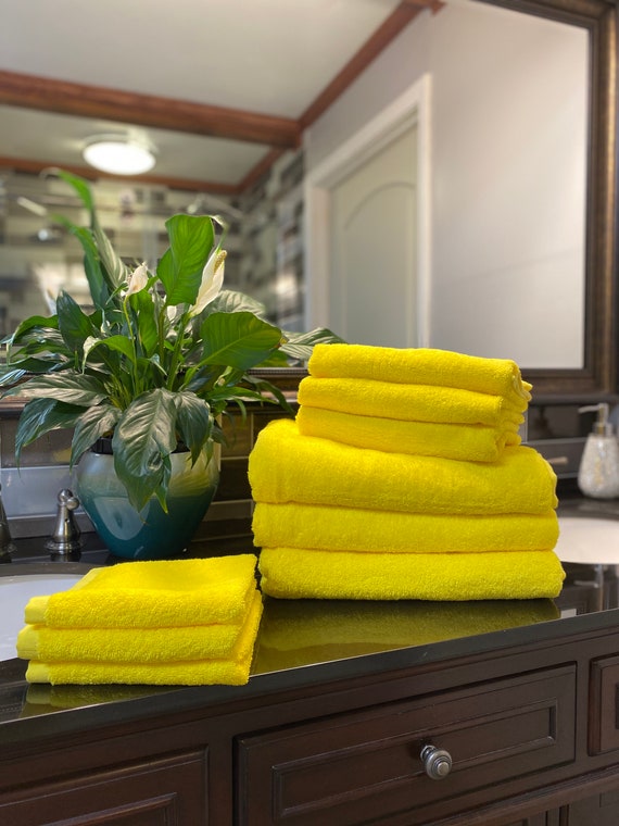 Yellow Bath Towel, Yellow Bath Towel Set, Cotton Bath Towels, Yellow Towel, Yellow  Towel Sets, Monogrammed Towels, Towel Set for Kids 