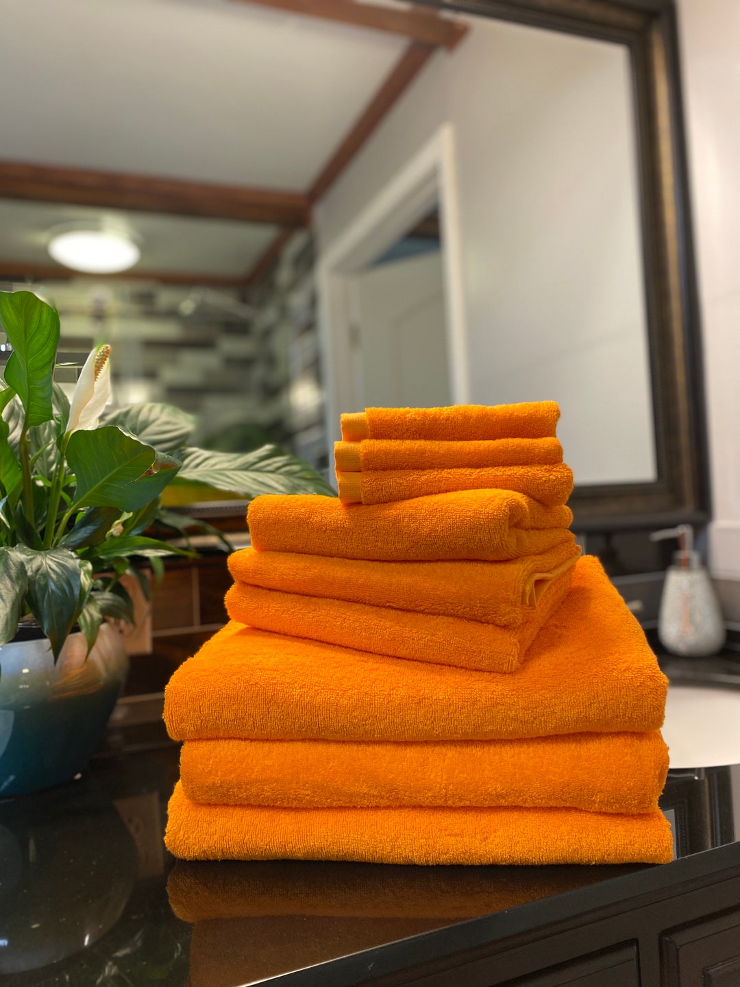 Bright orange bath towels hotsell