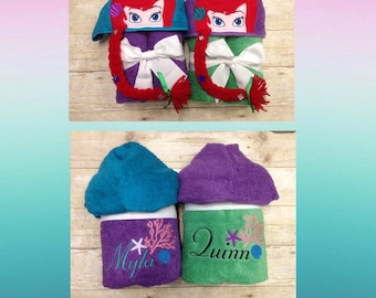 Mythical Mermaid Hooded Towel/  Mermaid Towel/ Underwater Hooded Towel/ Princess Towel/ Mermaid Birthday Party/ Mermaid Party/ Mermaid Tail