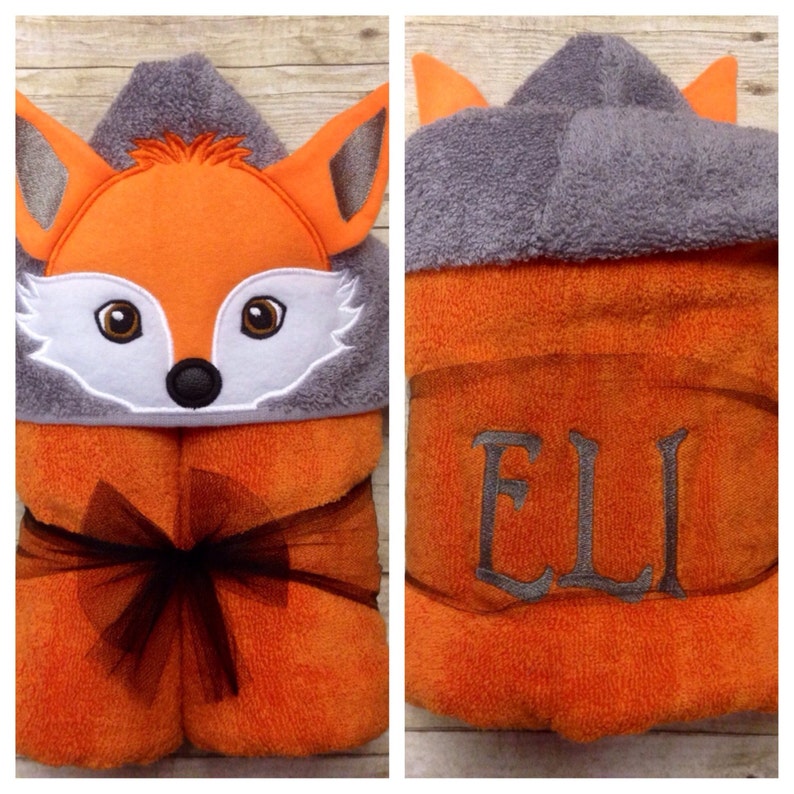 Fox Hooded Towel/ Forest Animal Baby Shower Gift/ Woodland