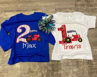 Tractor Birthday Shirt/ Red Tractor Birthday Shirt/ Farm Birthday Shirt/ Farm Party/ Tractor Birthday Party/ Red or Green Tractor