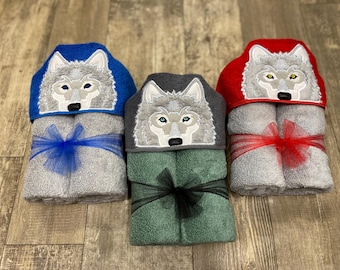 Wolf Hooded Towel/ Forest Animals Baby Shower/ Animal Hooded Towel/ Animal Themed Baby Shower Gift/ Animal Costumes/ Forest Animals Birthday