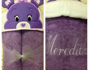 Care Bears Hooded Towel/ Carebears Hooded Towel/ Care Bears Birthday/ Purple Bear/ Pink Bear/ Blue Bear/ Your Color Choice