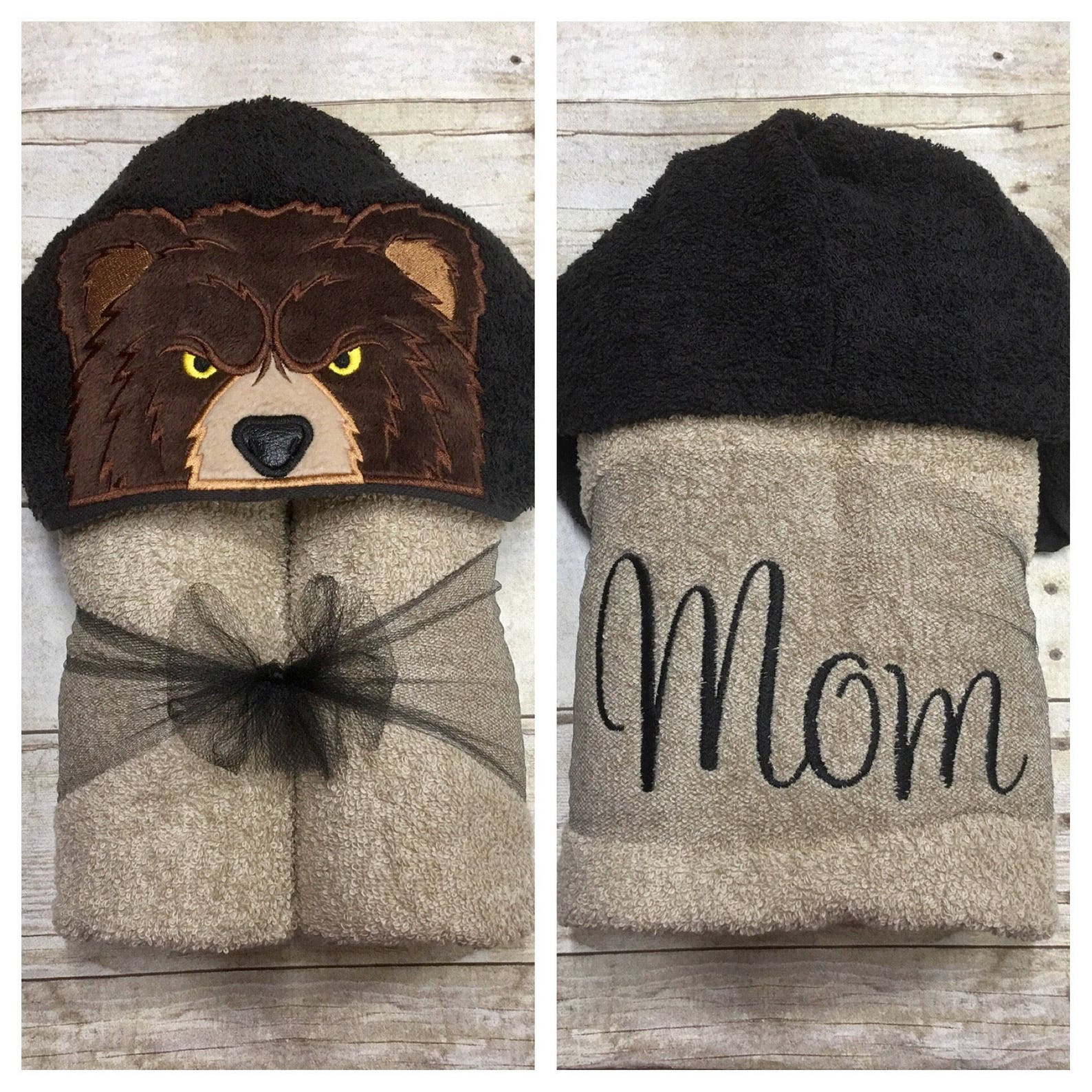 Bear Hooded Towel/ Grizzly Bear Hooded Bath Towel/ Mama Bear Etsy