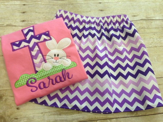 Girls Easter Outfit/ Easter Cross Shirt/ Girls Easter Bunny Dress/ Jesus Cross Easter Outfit Girl/ Easter Shirts for Kids/ Personalized Free