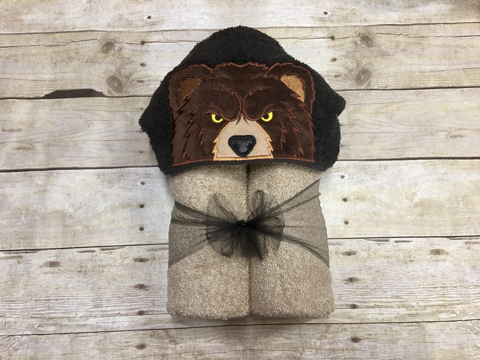 Bear Hooded Towel/ Grizzly Bear Hooded Bath Towel/ Mama Bear Etsy