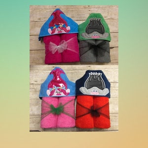 Troll Hooded Towel/ Troll Birthday/ Troll Party/ Troll Party Favors/ Troll Beach Towel/ Troll Gift/ Troll Poppy/ Troll Branch/ FAST SHIPPING