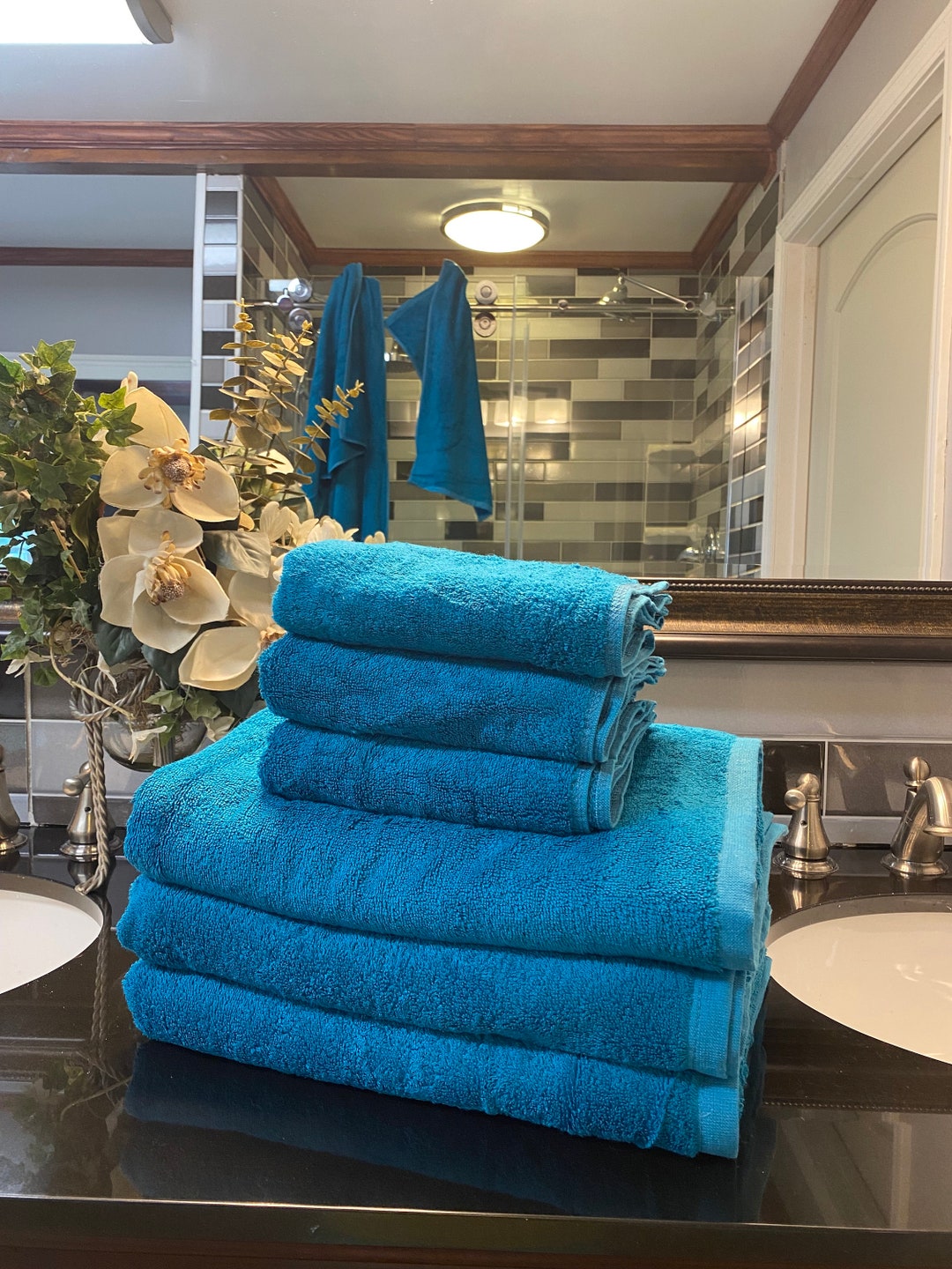 Teal Bath Towel, Teal Bath Towel Set, Cotton Bath Towels, Teal Towel