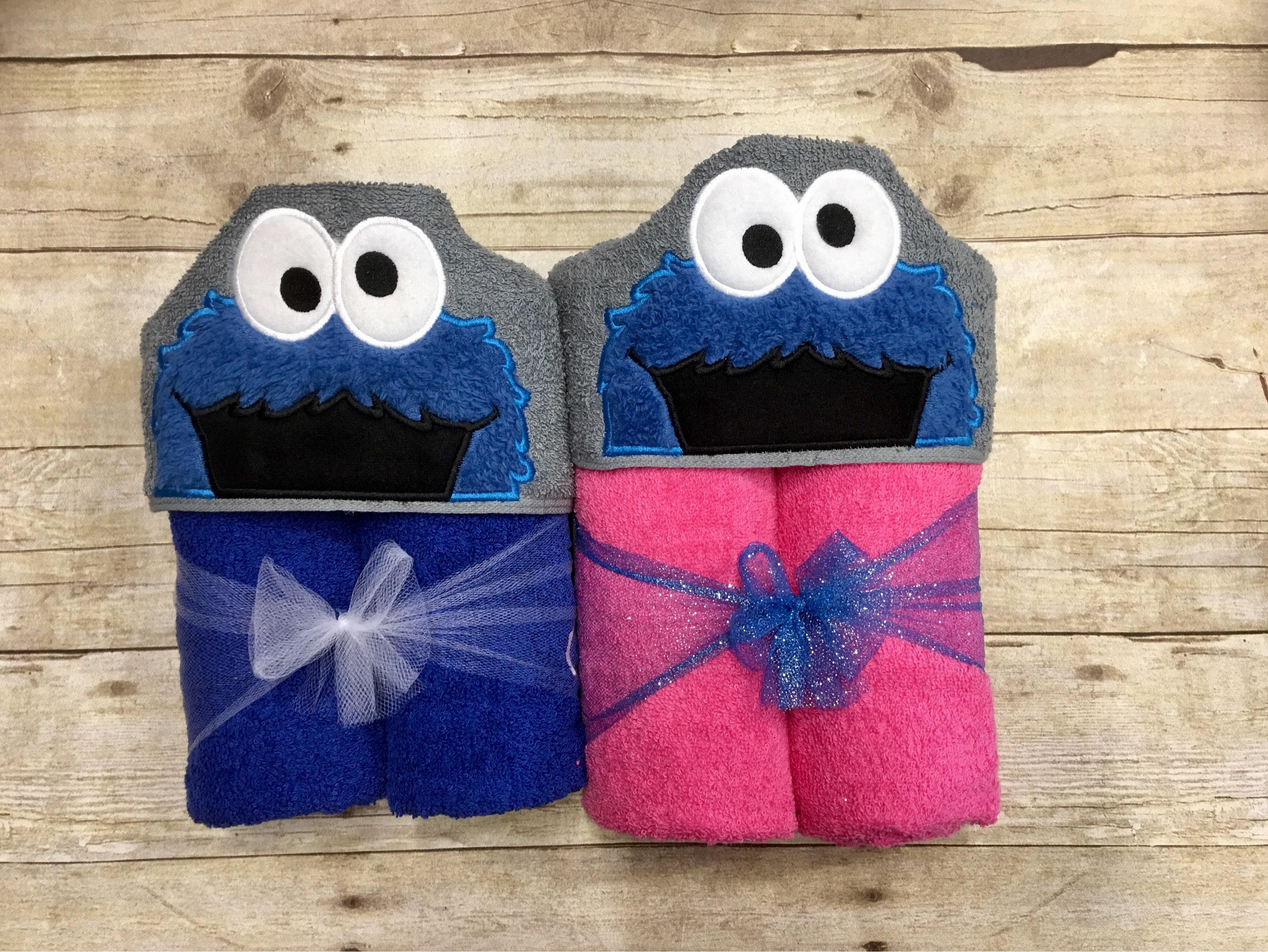 cookie monster hooded towel