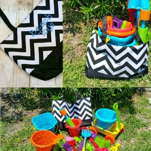 Waterproof Beach and Sand Bag/ Monogrammed Beach Bag/ Personalized Pool Bag/ Personalized Chevron Tote Bag/ Waterproof Chevron Tote Bag