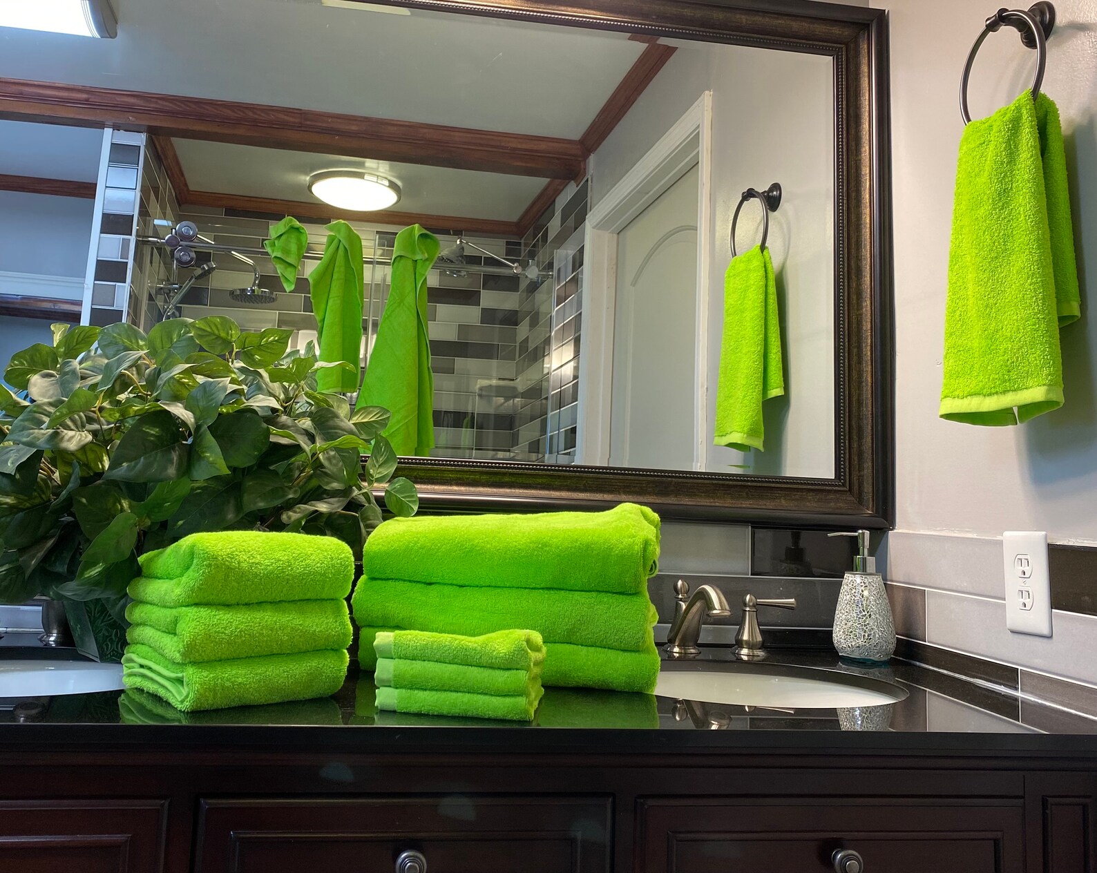 Lime Green Bath Towel Lime Green Towel Sets Cotton Bath Etsy