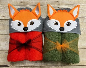 Fox Hooded Towel/ Forest Animal Baby Shower Gift/ Woodland Creatures/ Fox Costume/ Animal Costume/ Woodland Baby Shower Gift/ Fox Birthday