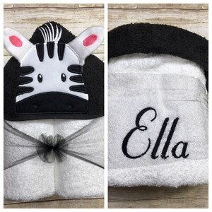 Zebra Hooded Towel/ Animal Baby Shower Gift/ Savannah Animals/ Zebra Cosplay/ Animal Cosplay/ Pool Towel/ Beach Towel/ Animal Bath Decor