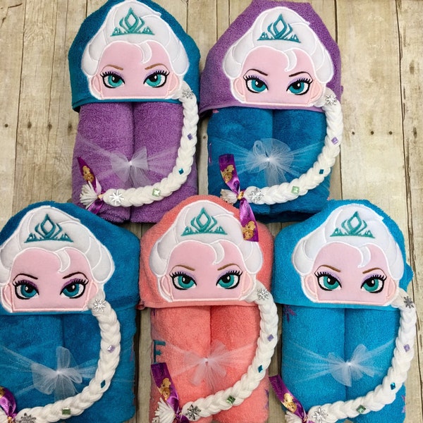 Cold Queen Hooded Towel/ Ice Queen Hooded Towel/ Princess Hooded Towel/ Princess Birthday Party/ Princess Beach Towel/ Pool Towel/ Gifts