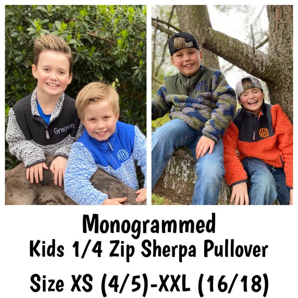 Kids Monogrammed Sherpa Pullover/ Boys Sherpa Jacket/ Girls Sherpa Pullover Jacket/ Kids Sherpa Jacket/ Kids Winter Jacket/ Monogrammed
