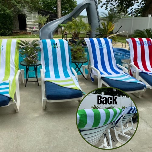 Monogrammed Chaise Lounge Beach Chair Cover Towel Etsy