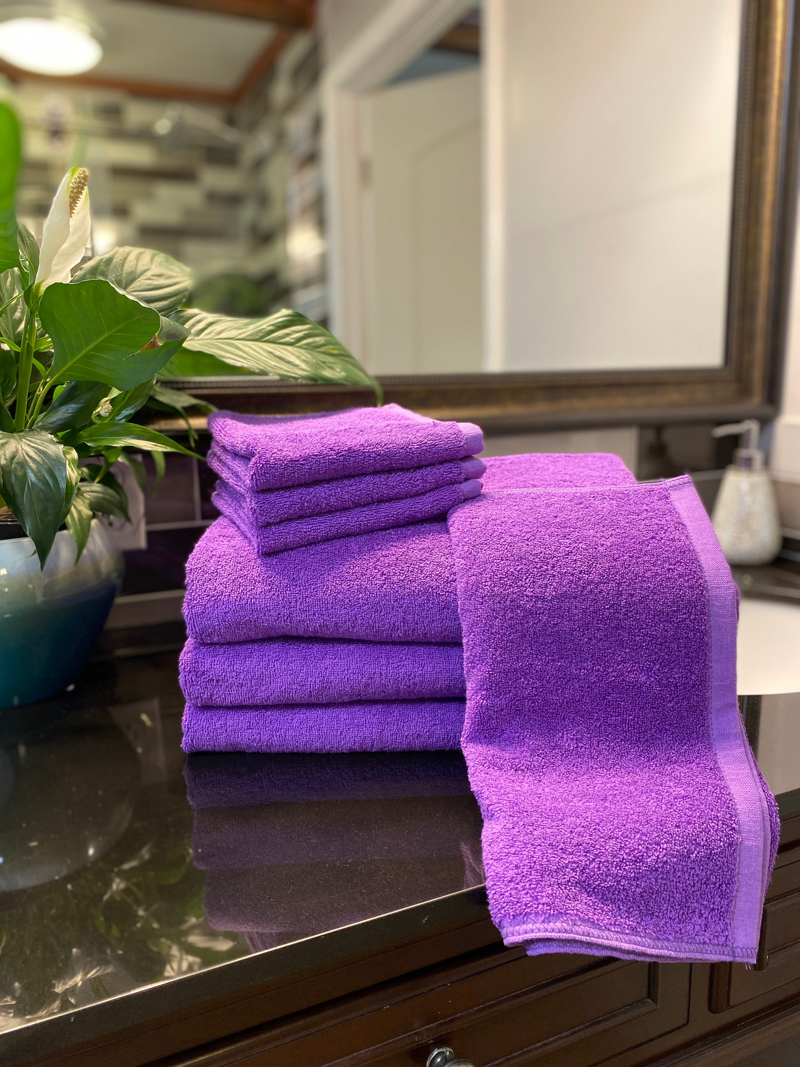 Purple Bath Towel Cotton Bath Towels Purple Towel Purple Etsy