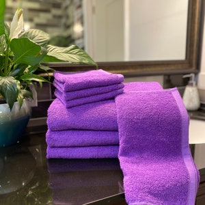 Dark purple towel sets sale