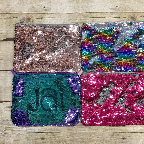 Sequin Makeup Bag/ Reversible Sequin Cosmetic Bag/ Mermaid Sequin Pencil Pouch/ Sequin Bag/ Sequin Clutch/ Sequin Purse/ Makeup Case