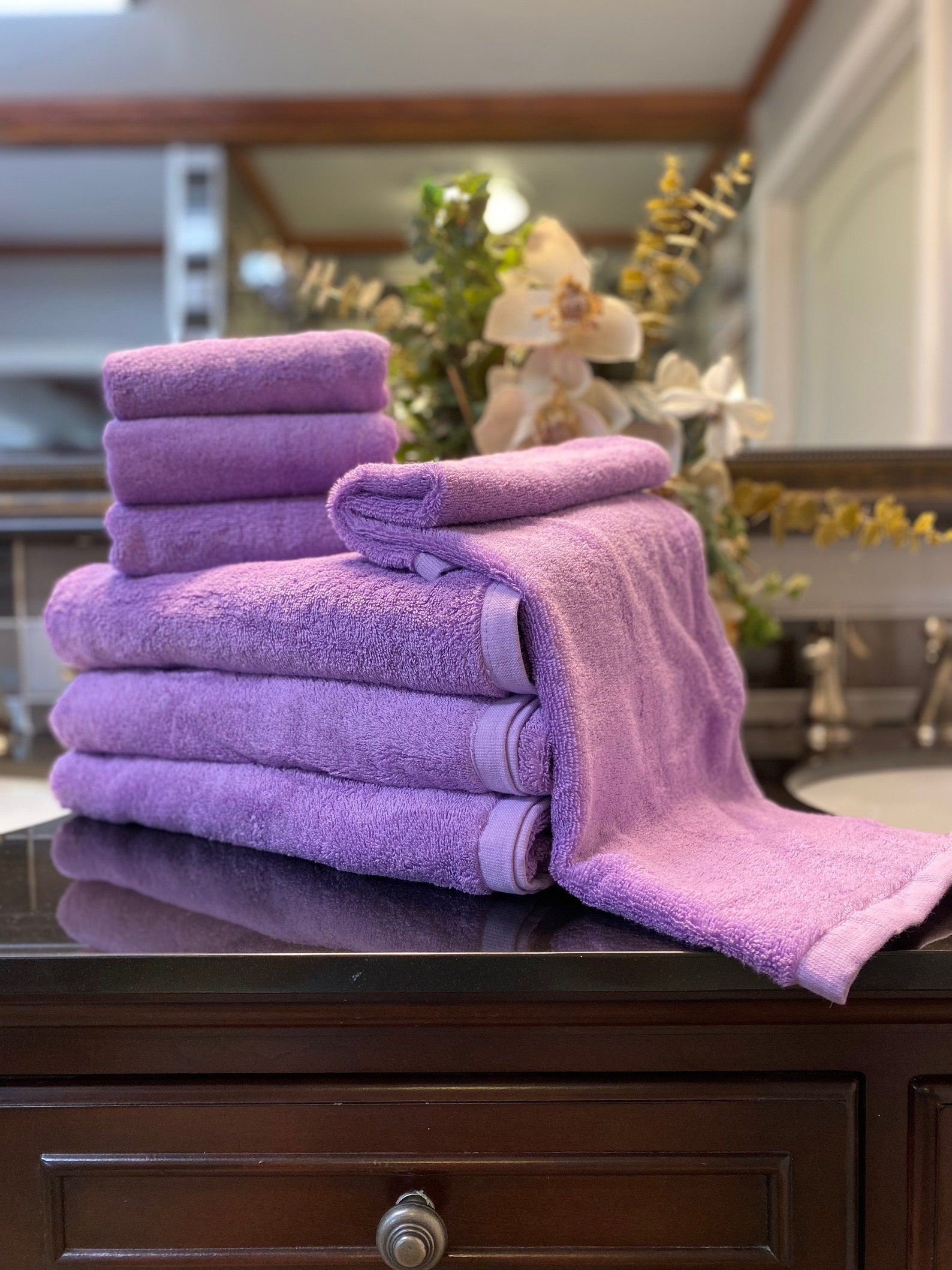 Lavender Bath Towel Lavender Bath Towel Set Cotton Bath Etsy