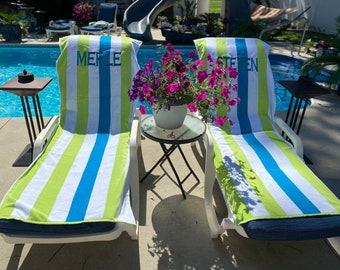 Personalized Lounge Chair Cover, Beach Chair Cover, Pool Chair Cover, Chaise Cover, Chaise Lounge Cover, Lounge Chair Towel, Beach Towel