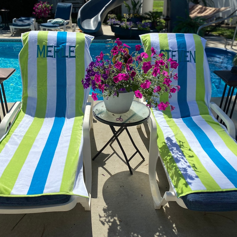 Personalized Lounge Chair Cover, Beach Chair Cover, Pool Chair Cover, Chaise Cover, Chaise Lounge Cover, Lounge Chair Towel, Beach Towel