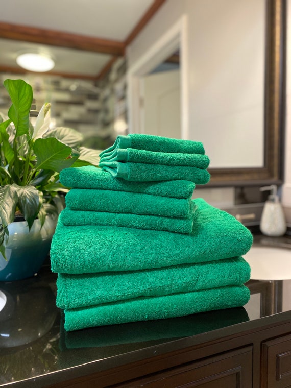 Toalla de baño verde, juegos de toallas verdes, toallas de baño de