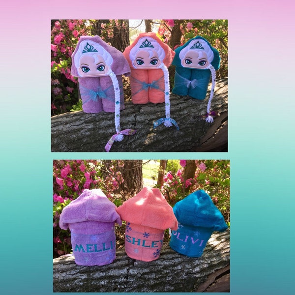 Ice Queen Hooded Towel/ Princess Hooded Towel/ Snow Queen Hooded Towel/ Cold Sisters Hooded Towel/ Beach Towel/ Pool Towel/ Personalized