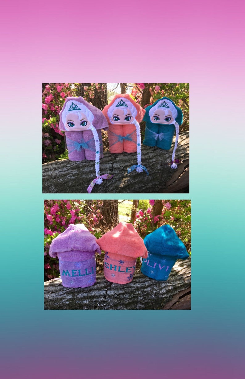 Ice Queen Hooded Towel/ Princess Hooded Towel/ Snow Queen Hooded Towel/ Cold Sisters Hooded Towel/ Beach Towel/ Pool Towel/ Personalized image 1