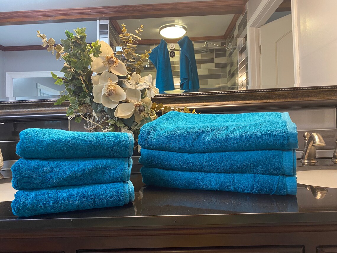 Teal Bath Towel Teal Bath Towel Set Cotton Bath Towels Teal Etsy