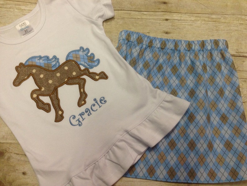 Personalized Girls Horse Shirt/ Horse Birthday Shirt/ Pony Shirt/ Monogrammed Pony Birthday Shirt image 4