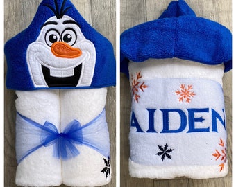 Snowman Hooded Towel/ Snow Man Hooded Towel/ Snowman Beach Towel/ Snowman Pool Towel/ Snowman Birthday Party/ Snowman Gifts/ Personalized