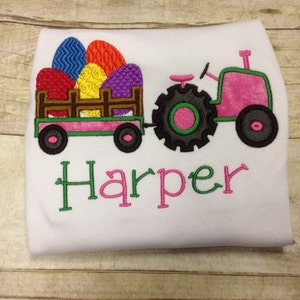 Easter Tractor Shirt/ Girls John Deere Easter Shirt/ Tractor with Easter Eggs Shirt/ Boys Tractor shirt/ Girls Easter tractor shirt