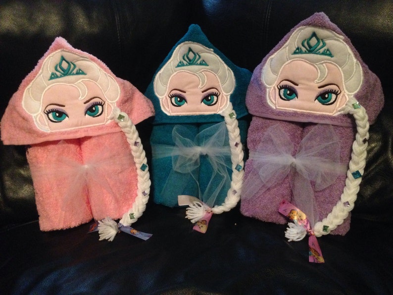 Ice Queen Hooded Towel/ Princess Hooded Towel/ Snow Queen Hooded Towel/ Cold Sisters Hooded Towel/ Beach Towel/ Pool Towel/ Personalized image 5