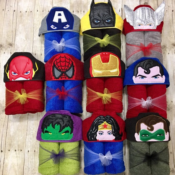 Superhero Hooded Towel/ Boys Hooded Towel/ Girls Hooded Towel/ Unique Gift/ Personalized/ Pool Towel/ Beach Towel/ Towels for Kids