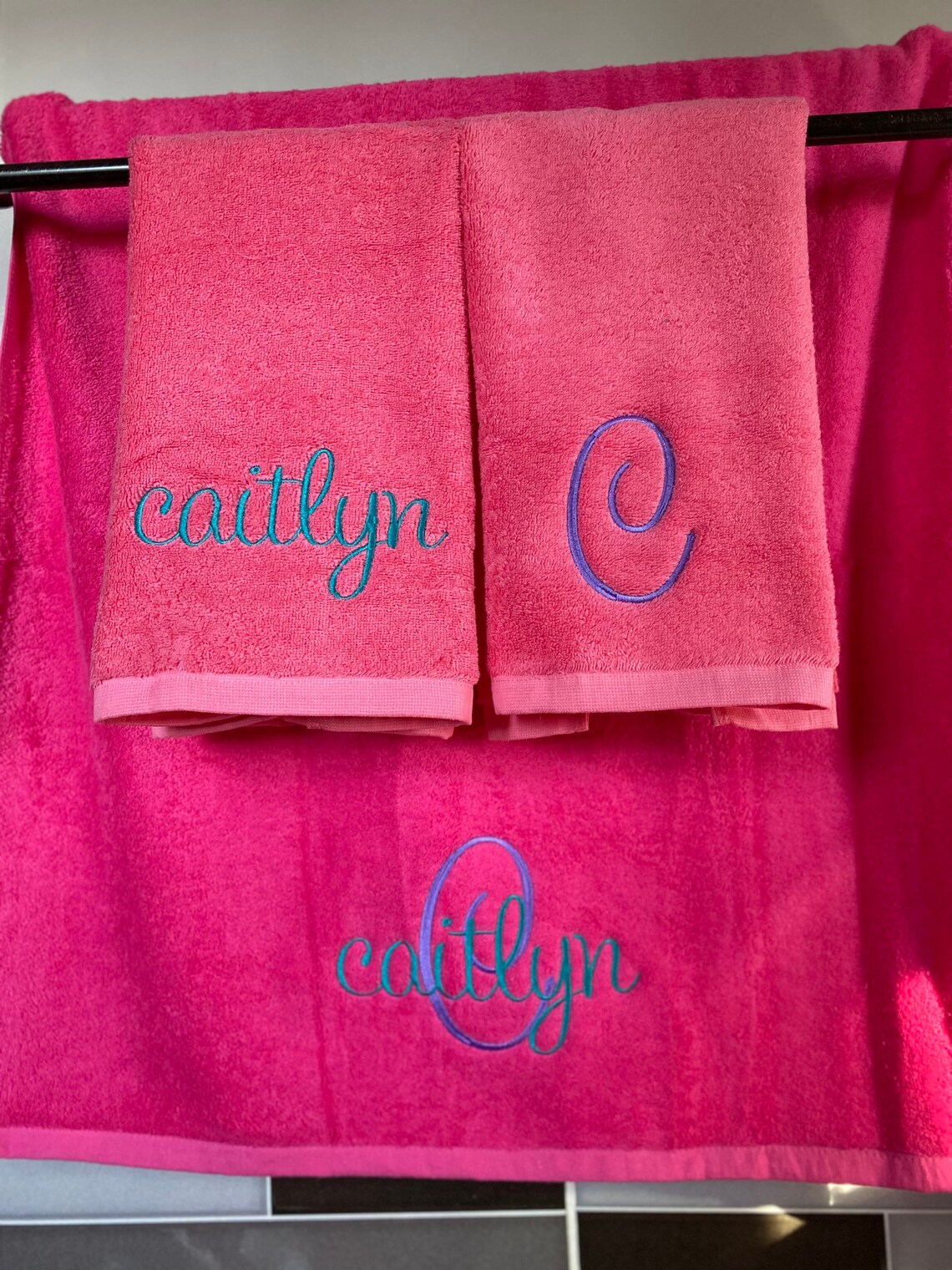 Hot Pink Bath Towel Hot Pink Bath Towel Set Cotton Bath Etsy