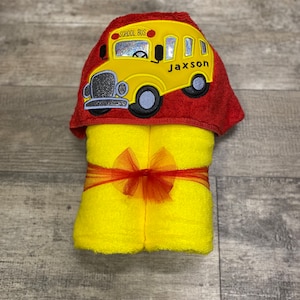 School Bus Hooded Towel/ Bus Driver Hooded Towel/ Trucks Gifts/ Back to School Gifts/ Preschool Hooded Towel for Kids/ Beach Towel/ Pool