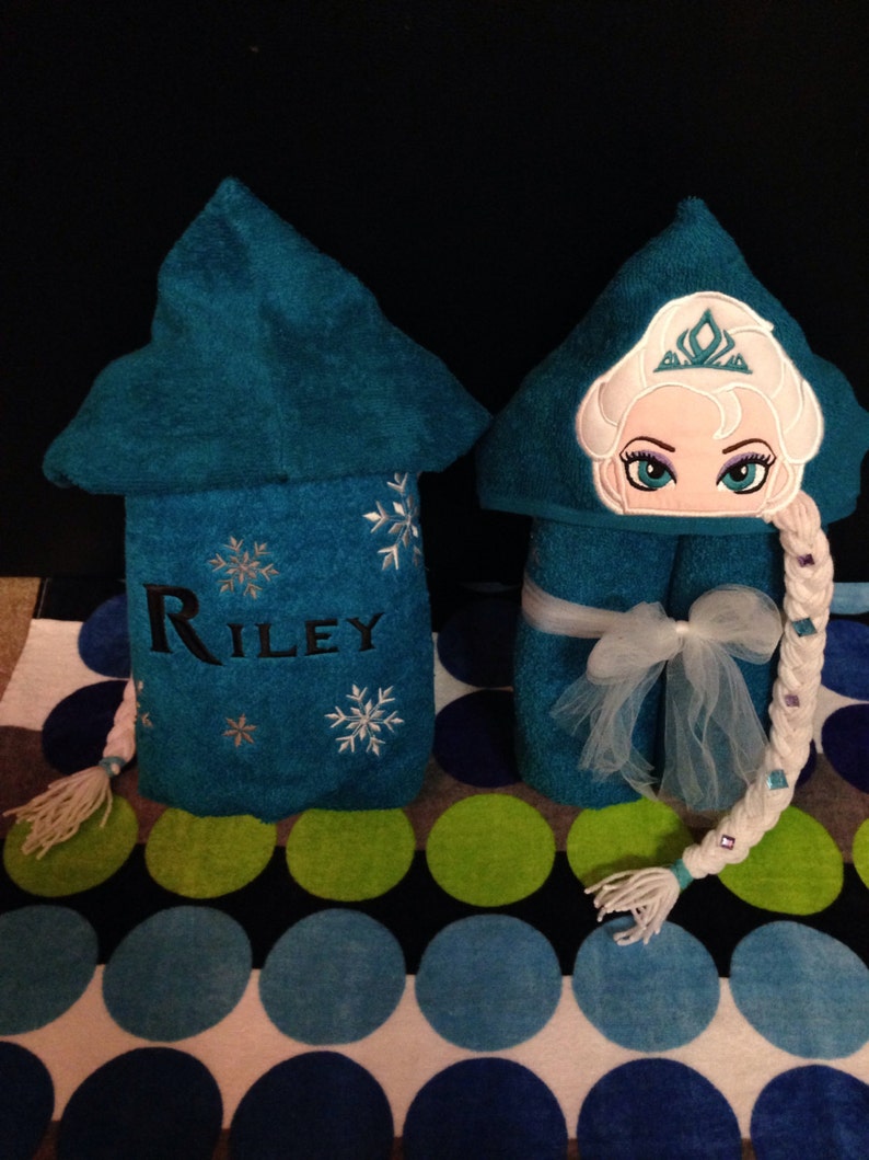 Ice Queen Hooded Towel/ Princess Hooded Towel/ Snow Queen Hooded Towel/ Cold Sisters Hooded Towel/ Beach Towel/ Pool Towel/ Personalized image 6