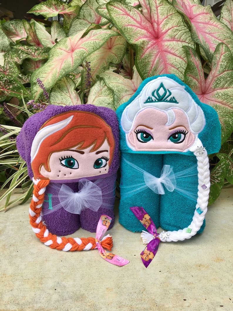 Personalized Elsa & Anna Inspired Hooded Towel/ Frozen Towel/ Etsy