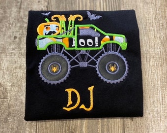 Personalized Boys Monster Truck Halloween Shirt/ Boys Halloween Shirt/ Monster Truck Halloween Shirt/ Boys Halloween Truck Shirt/ Custom