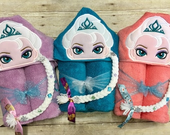 Eiskönigin Kapuzenhandtuch/ Prinzessin Kapuzenhandtuch Schnee-Königin Kapuzenhandtuch/ Kalte Schwestern Kapuzenhandtuch/ Strandtuch/ Pool-Handtuch/ Personalisiert