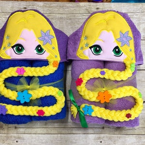 Personalized Rapunzel Inspired Hooded Towel/ Tangled Towel/ Disney Towel/ Princess Towel